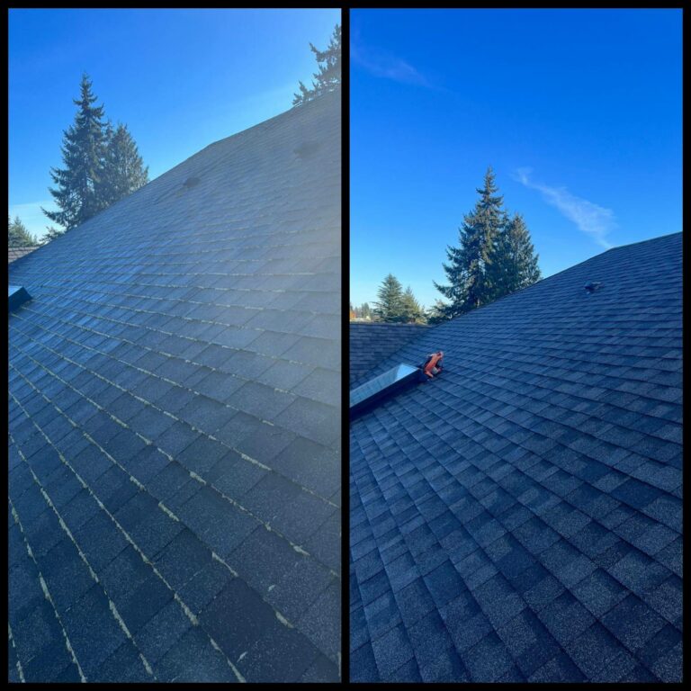 Low Pressure Moss removal kent renton Auburn Covington Des Moines Federal Wa Maple Valley shingles experienced roof gutter cleaning